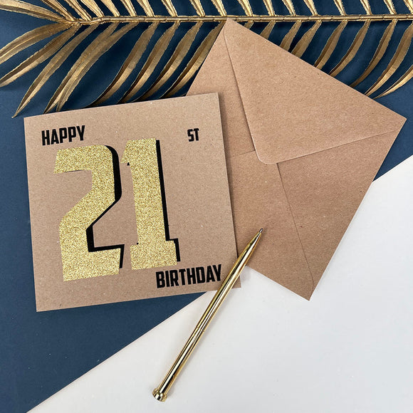 21st Black And Gold Birthday Card