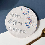 40th Birthday Floral Coaster