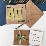 40th Black And Gold Birthday Card