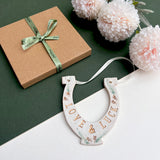 Forest Themed Love And Luck Ceramic Wedding Horseshoe