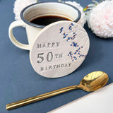 50th Birthday Floral Coaster
