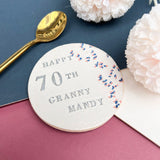 Personalised Floral Milestone Birthday Coaster