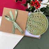 Green Christmas Grandparent Coaster