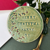 Green Christmas Grandparent Coaster