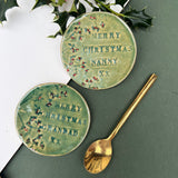 Green Christmas Grandparent Coaster