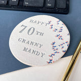 Personalised Floral Milestone Birthday Coaster