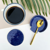 Dark Blue Ceramic Coasters - Kitchen Decor