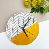 Mustard Herringbone Wall Clock - Kitchen Accessories