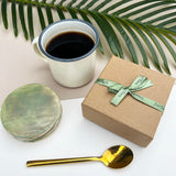 Green Kitchen Ceramic Coasters, Plain Green Coasters