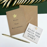 Retirement Star Ceramic Coaster - Personalised Coffee Break Retiring Gift - Retired Gift Idea