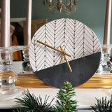 Black Herringbone Wall Clock