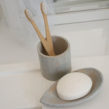 Blue Speckled Toothbrush Pot