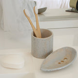 Blue Speckled Toothbrush Pot