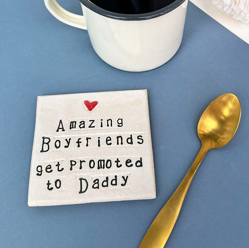 Husband to Daddy Ceramic Coaster Personalised Pregnancy Reveal