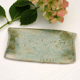 Green Floral Ceramic Butter Tray