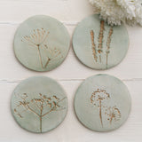 Green and Gold Wild Flower Coasters