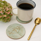 Green and Gold Wild Flower Coasters