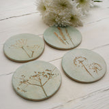 Green and Gold Wild Flower Coasters