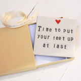 Retirement Heart Ceramic Coaster - Personalised Options - Retirement Keepsake Gift
