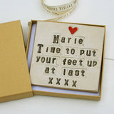 Retirement Heart Ceramic Coaster - Personalised Options - Retirement Keepsake Gift