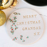 Round Grandad Christmas Coaster