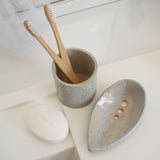 Blue Speckled Toothbrush Pot