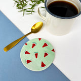 Colourful Fruit Themed Coasters, Set Of Four Ceramic Coasters