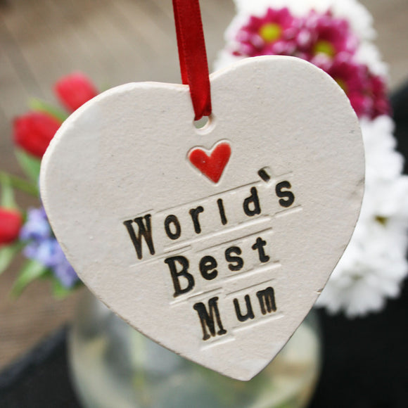 World's Best Mum Ceramic Hanging Heart