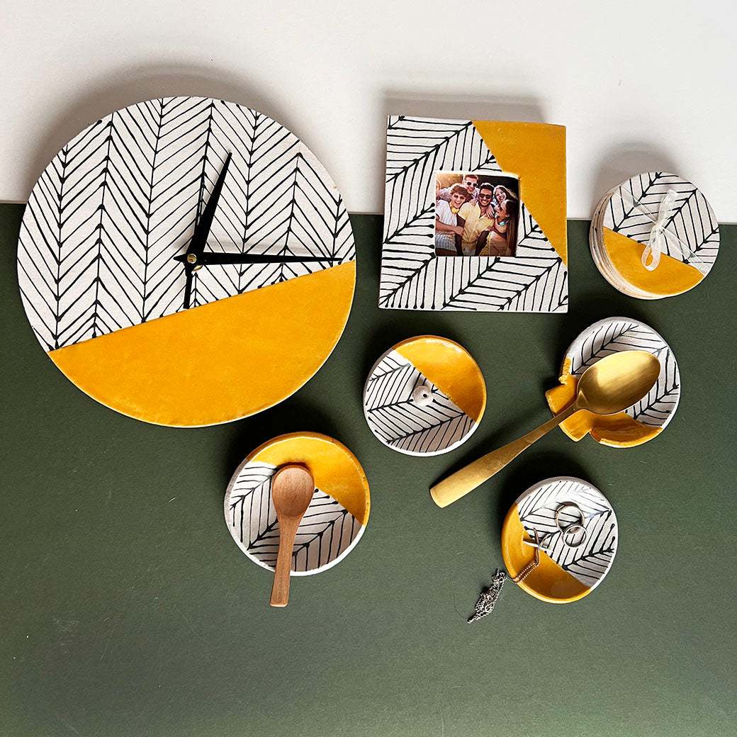 Mustard Herringbone Collection – Ceramic-Gifts | Juliet Reeves Designs