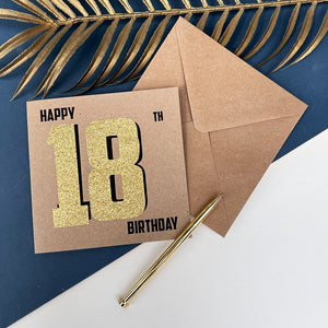 18th Black And Gold Birthday Card