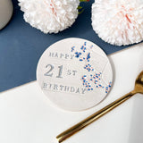 21st Birthday Floral Coaster