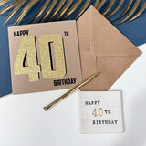 40th Black And Gold Birthday Card