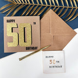 50th Black And Gold Birthday Card