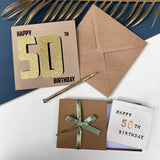 50th Black And Gold Birthday Card