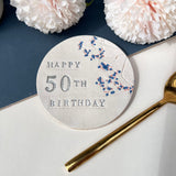 50th Birthday Floral Coaster