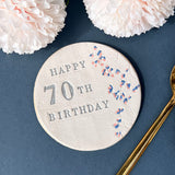 70th Birthday Floral Coaster