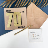 70th Black And Gold Birthday Card