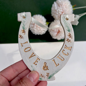 Forest Themed Love And Luck Ceramic Wedding Horseshoe