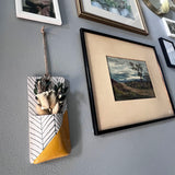 Mustard Herringbone Ceramic Hanging Vase
