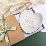 Gold Heart Shaped Engagement Dish with Gold Leaf