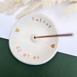 White And Gold Personalised Birthday Incense Dish