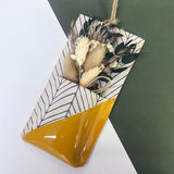 Mustard Herringbone Ceramic Hanging Vase
