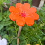 Set Of Five Ceramic Flower Cane Toppers And Bee Bath Sunset Colours