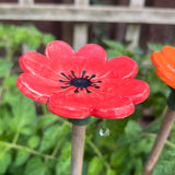 Set Of Five Ceramic Flower Cane Toppers And Bee Bath Sunset Colours