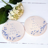 Mr And Mrs Set of Two Wedding Coasters - Personalised Wedding Gift