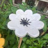 Ceramic Flower Cane Toppers And Bee Bath