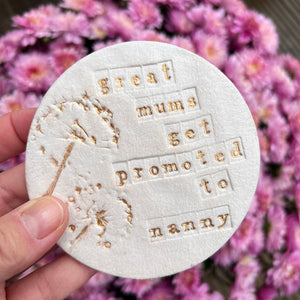 White and Gold Round Nanny Ceramic Coaster