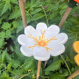 Set Of Five Ceramic Flower Cane Toppers And Bee Bath Sunset Colours
