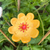 Set Of Five Ceramic Flower Cane Toppers And Bee Bath Sunset Colours