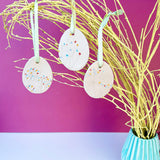 Set Of Three Floral Easter Egg Ceramic Decorations